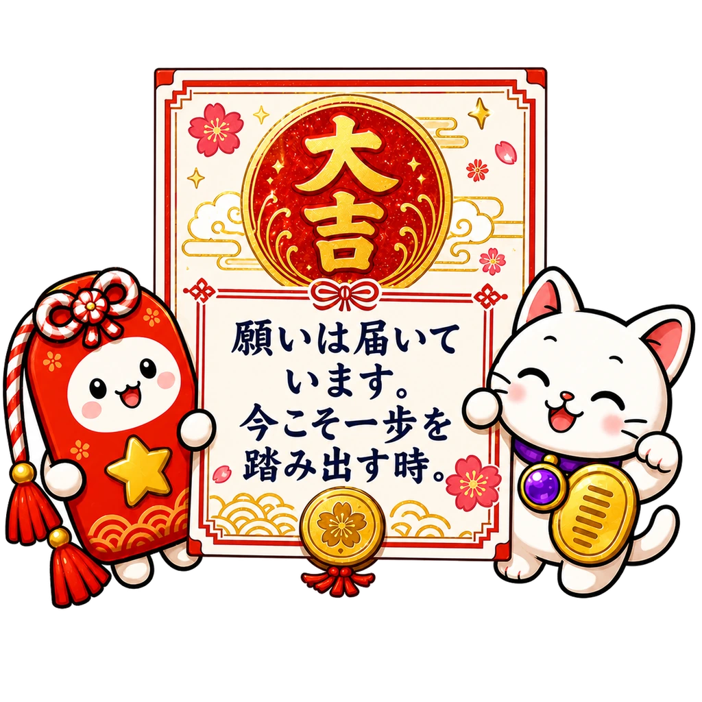 大吉:願いは届いています。今こそ一歩を踏み出す時。