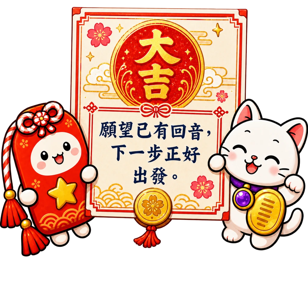 大吉：願望已有回音，下一步正好出發。