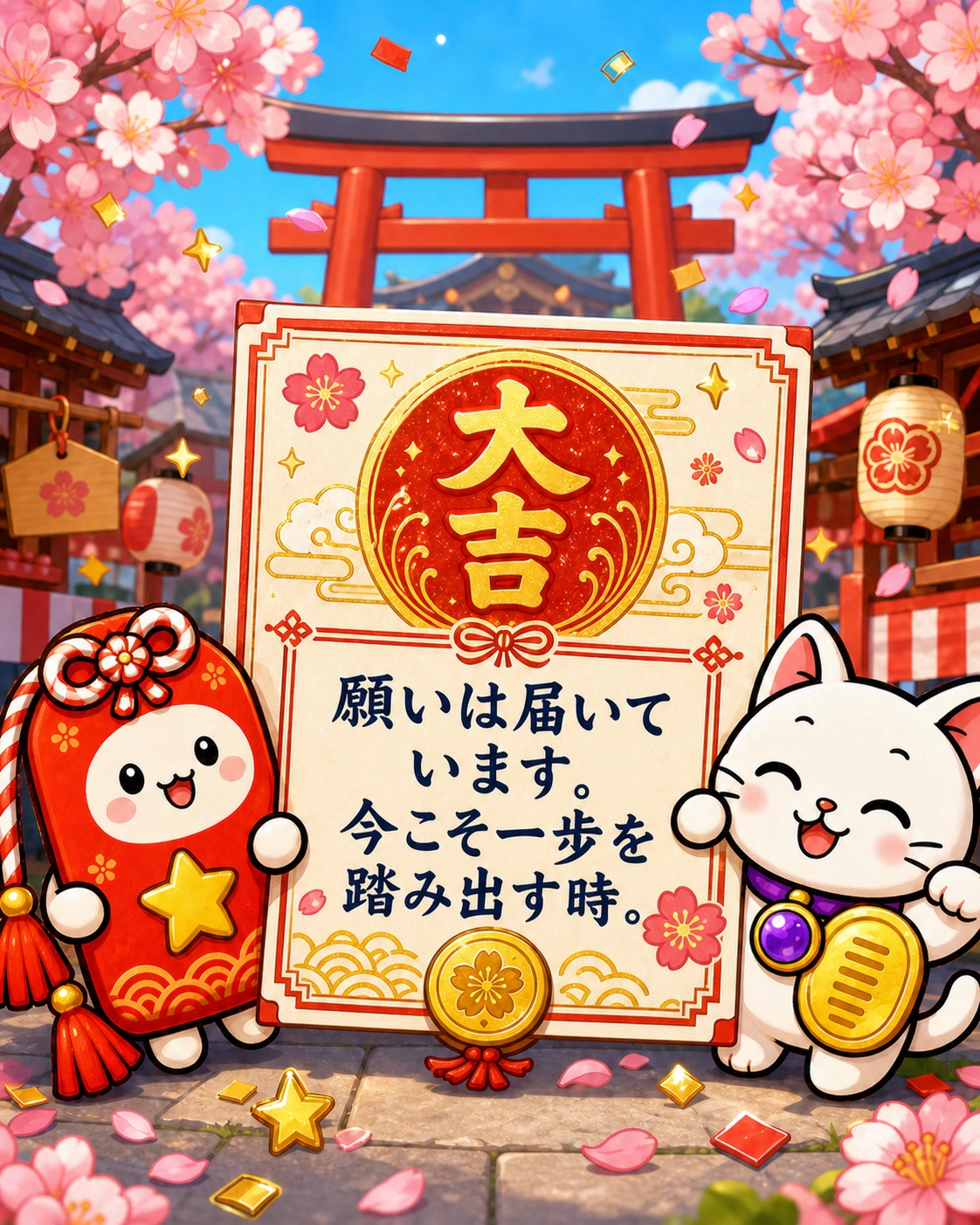 大吉:願いは届いています。今こそ一歩を踏み出す時。